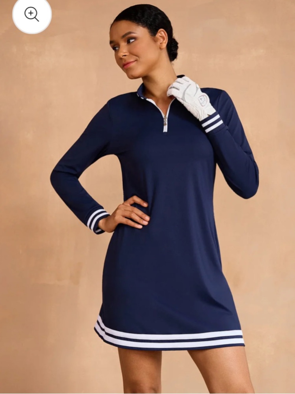 ACEGOLFS Navy Long Sleeve Golf Dress M UPF50+ Quarter Zip Tennis Pickleball